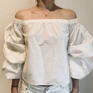 ZARA white off shoulder top with puffy sleeves/s